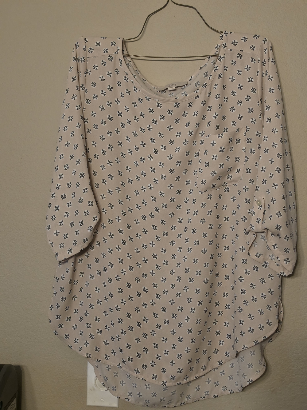 LOFT Pink Floral Pocket Blouse